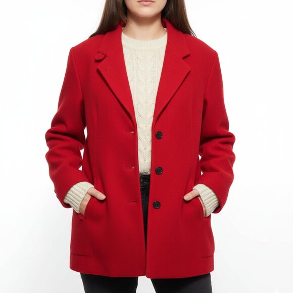 Vintage L.L.Bean Red Wool Coat Quilted Thinsulate Lining - Picture 15 of 15